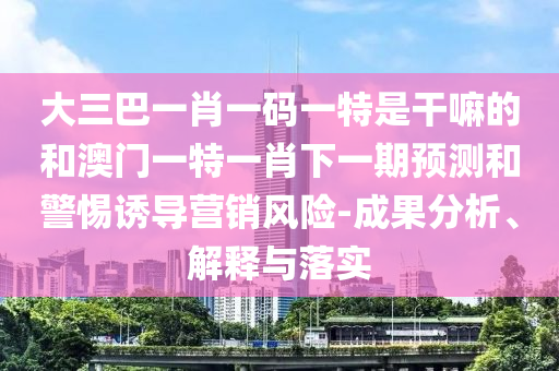大三巴一肖一碼一特是干嘛的和澳門一特一肖下一期預(yù)測和警惕誘導(dǎo)營銷風(fēng)險-成果分析、解釋與落實