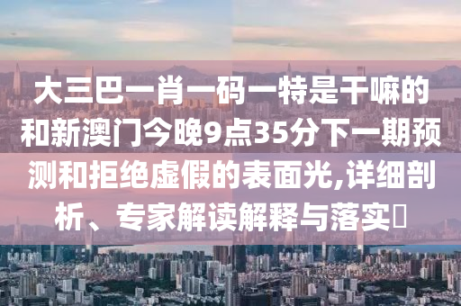 大三巴一肖一碼一特是干嘛的和新澳門今晚9點(diǎn)35分下一期預(yù)測(cè)和拒絕虛假的表面光,詳細(xì)剖析、專家解讀解釋與落實(shí)?