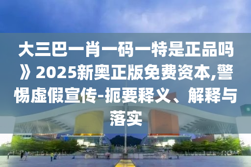 大三巴一肖一碼一特是正品嗎》2025新奧正版免費(fèi)資本,警惕虛假宣傳-扼要釋義、解釋與落實(shí)