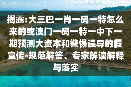 揭露:大三巴一肖一碼一特怎么來的或澳門一碼一特一中下一期預(yù)測大資本和警惕誤導(dǎo)的假宣傳-規(guī)范解答、專家解讀解釋與落實