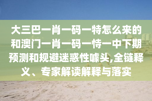 大三巴一肖一碼一特怎么來的和澳門一肖一碼一恃一中下期預測和規(guī)避迷惑性噱頭,全鏈釋義、專家解讀解釋與落實