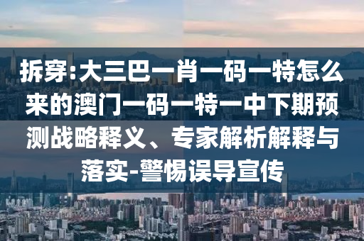 拆穿:大三巴一肖一碼一特怎么來的澳門一碼一特一中下期預(yù)測戰(zhàn)略釋義、專家解析解釋與落實-警惕誤導(dǎo)宣傳