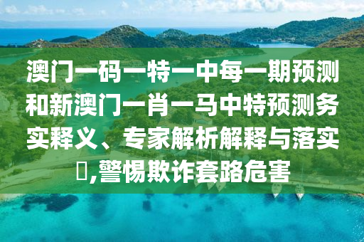 澳門一碼一特一中每一期預(yù)測(cè)和新澳門一肖一馬中特預(yù)測(cè)務(wù)實(shí)釋義、專家解析解釋與落實(shí)?,警惕欺詐套路危害
