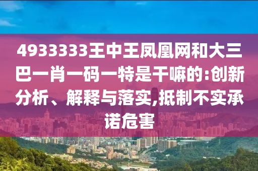 4933333王中王鳳凰網(wǎng)和大三巴一肖一碼一特是干嘛的:創(chuàng)新分析、解釋與落實,抵制不實承諾危害