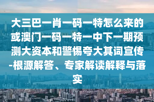 大三巴一肖一碼一特怎么來的或澳門一碼一特一中下一期預(yù)測大資本和警惕夸大其詞宣傳-根源解答、專家解讀解釋與落實