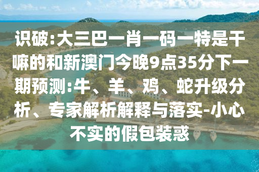 識破:大三巴一肖一碼一特是干嘛的和新澳門今晚9點35分下一期預測:牛、羊、雞、蛇升級分析、專家解析解釋與落實-小心不實的假包裝惑