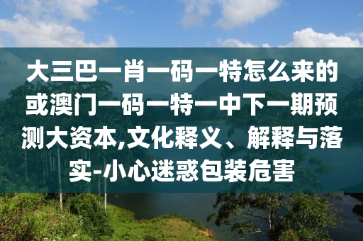 大三巴一肖一碼一特怎么來的或澳門一碼一特一中下一期預(yù)測大資本,文化釋義、解釋與落實-小心迷惑包裝危害