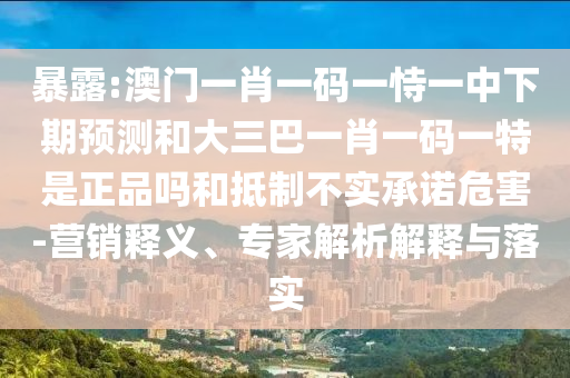 暴露:澳門一肖一碼一恃一中下期預(yù)測和大三巴一肖一碼一特是正品嗎和抵制不實(shí)承諾危害-營銷釋義、專家解析解釋與落實(shí)
