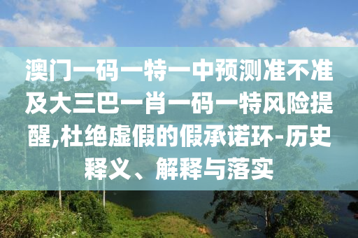 澳門一碼一特一中預測準不準及大三巴一肖一碼一特風險提醒,杜絕虛假的假承諾環(huán)-歷史釋義、解釋與落實